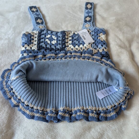 Ricki's Blue and Cream Crochet Top - Picture 5 of 7